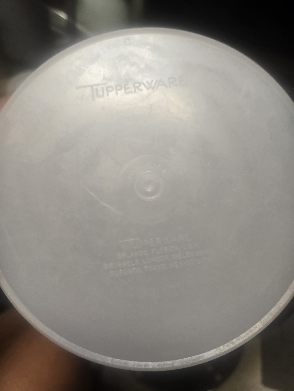 Tupperware Round Plastic Lid - Frosted White